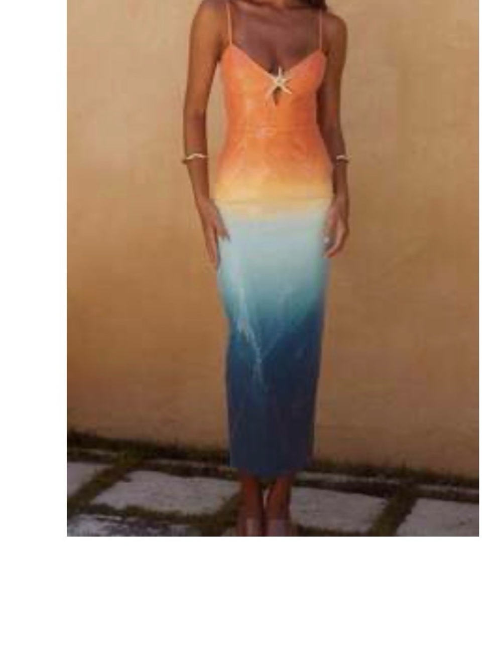 NWOT Ombre Spaghetti-Strap Midi Dress - Orange to Blue